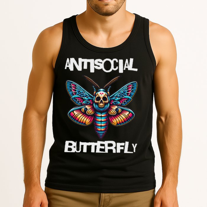 Antisocial Butterfly, Funny, With A Death Head Moth Tank Top