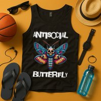 Antisocial Butterfly, Funny, With A Death Head Moth Tank Top