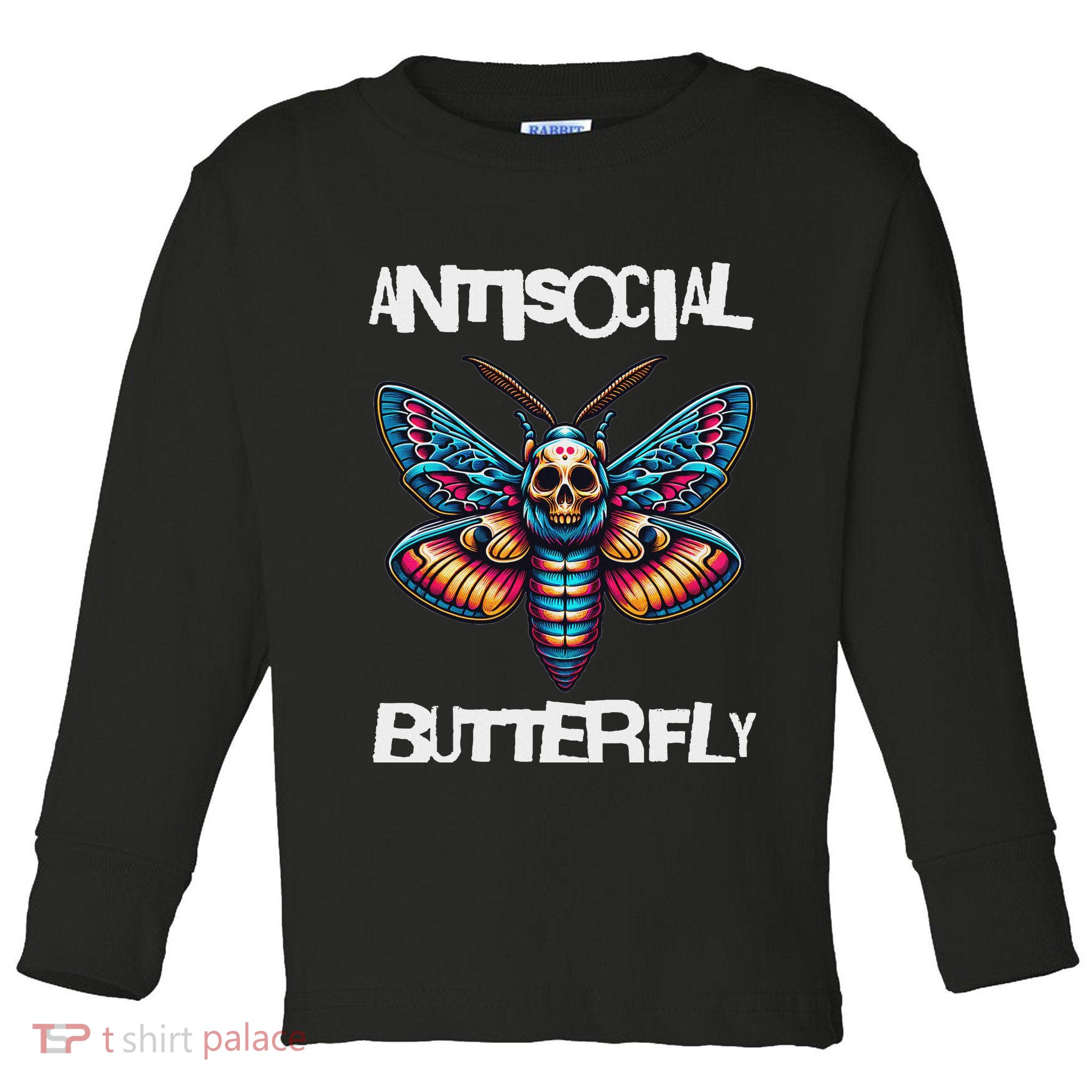 Antisocial Butterfly, Funny, With A Death Head Moth Toddler Long Sleeve Shirt