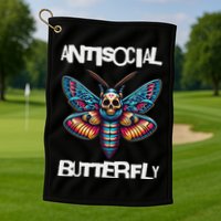 Antisocial Butterfly, Funny, With A Death Head Moth Golf Towel