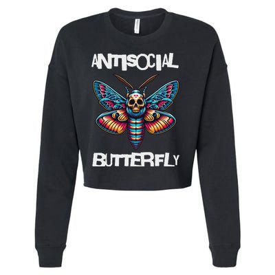 Antisocial Butterfly, Funny, With A Death Head Moth Cropped Pullover Crew