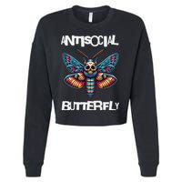 Antisocial Butterfly, Funny, With A Death Head Moth Cropped Pullover Crew