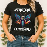Antisocial Butterfly, Funny, With A Death Head Moth Womens T-Shirt
