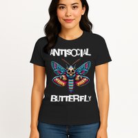 Antisocial Butterfly, Funny, With A Death Head Moth Womens T-Shirt