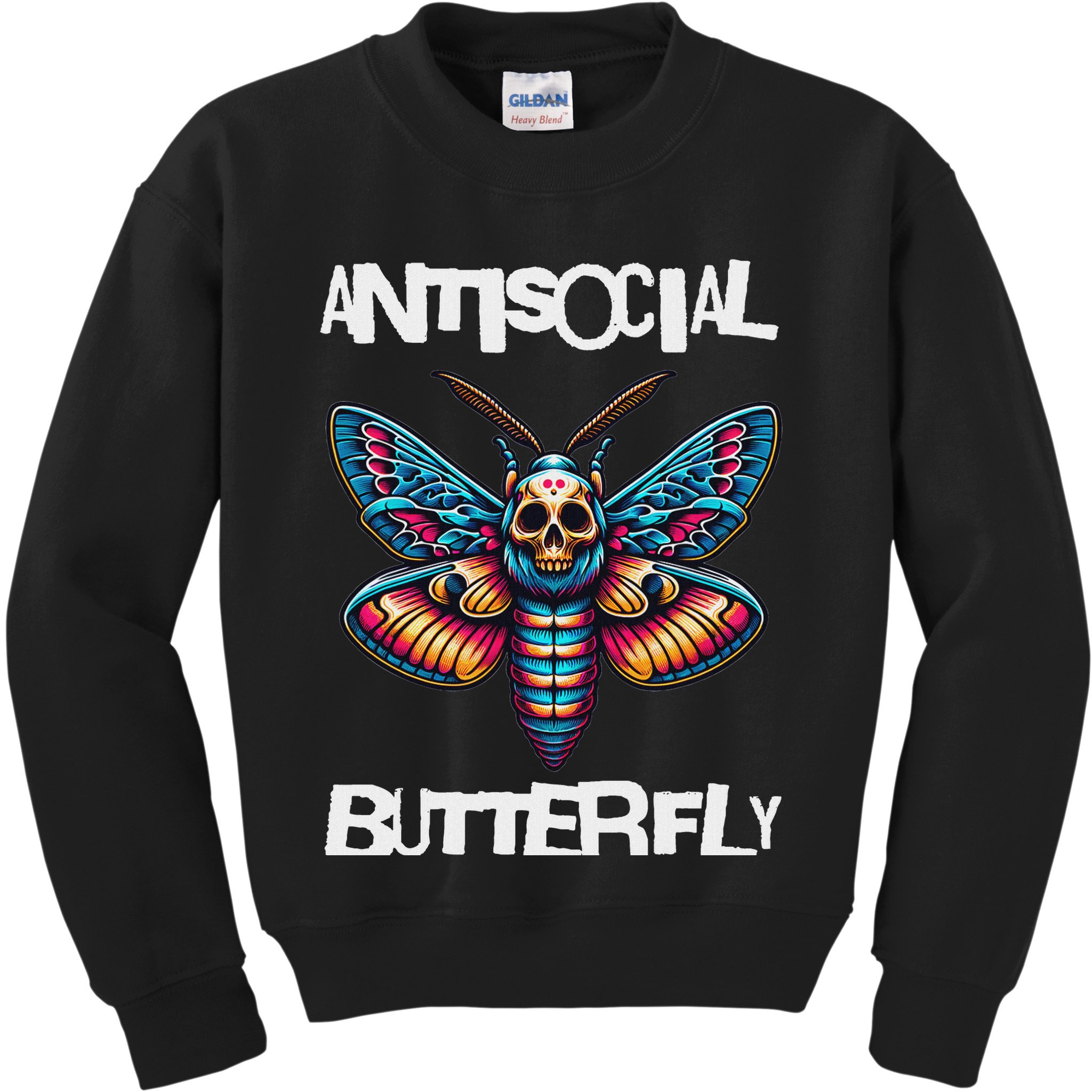Antisocial Butterfly, Funny, With A Death Head Moth Kids Sweatshirt