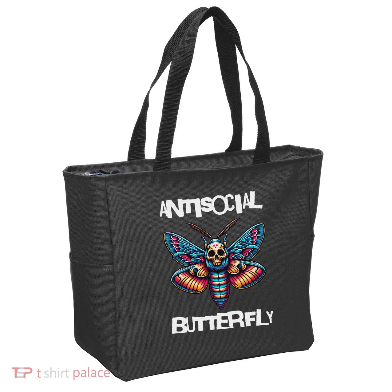 Antisocial Butterfly, Funny, With A Death Head Moth Zip Tote Bag