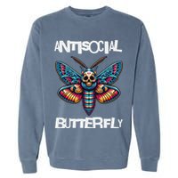 Antisocial Butterfly, Funny, With A Death Head Moth Garment-Dyed Sweatshirt