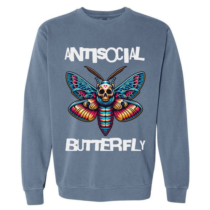 Antisocial Butterfly, Funny, With A Death Head Moth Garment-Dyed Sweatshirt