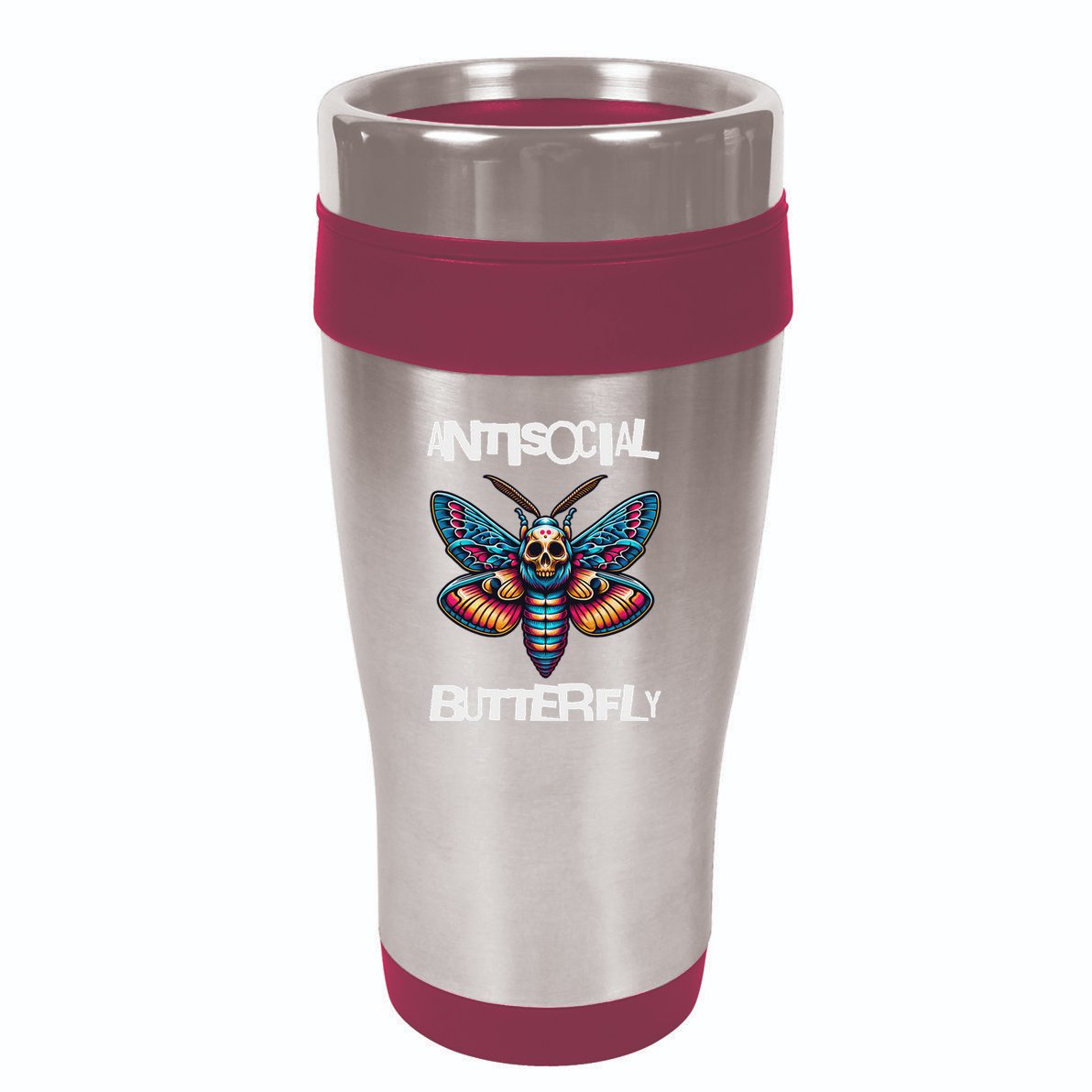 Antisocial Butterfly, Funny, With A Death Head Moth 16oz Travel Tumbler
