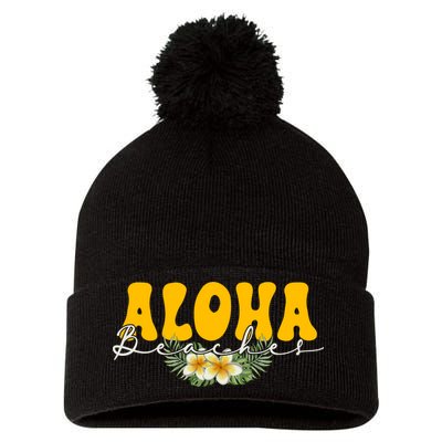 Aloha Beaches Funny Hawaii Tropical Pom Pom 12in Knit Beanie