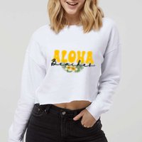Aloha Beaches Funny Hawaii Tropical Cropped Pullover Crew