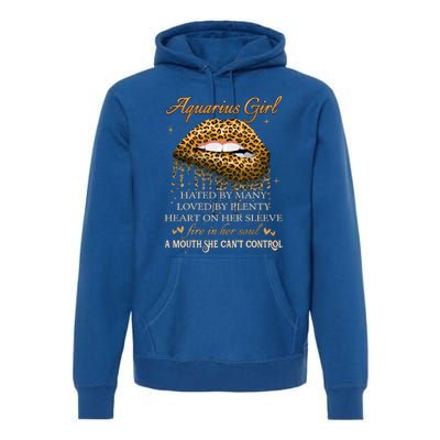 Aquarius Birthday Funny Gift Funny Leopard Sexy Lip Gift Premium Hoodie