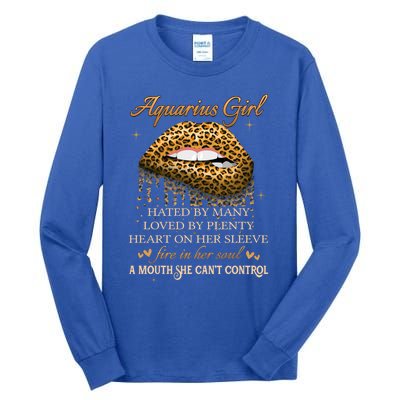 Aquarius Birthday Funny Gift Funny Leopard Sexy Lip Gift Tall Long Sleeve T-Shirt