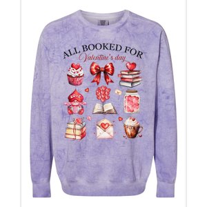 All Booked For ValentineS Day Coquette Bow Teacher Bookworm Colorblast Crewneck Sweatshirt