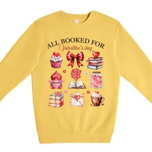 All Booked For ValentineS Day Coquette Bow Teacher Bookworm Premium Crewneck Sweatshirt