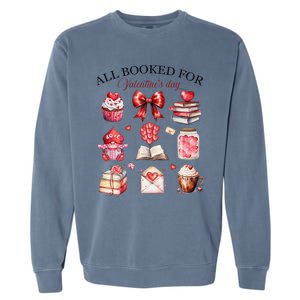 All Booked For ValentineS Day Coquette Bow Teacher Bookworm Garment-Dyed Sweatshirt