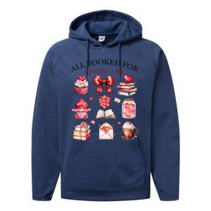 All Booked For ValentineS Day Coquette Bow Teacher Bookworm Performance Fleece Hoodie