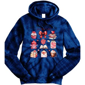 All Booked For ValentineS Day Coquette Bow Teacher Bookworm Tie Dye Hoodie