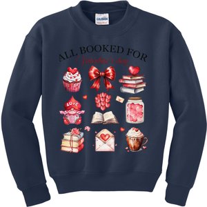 All Booked For ValentineS Day Coquette Bow Teacher Bookworm Kids Sweatshirt