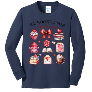 All Booked For ValentineS Day Coquette Bow Teacher Bookworm Kids Long Sleeve Shirt