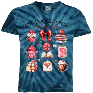 All Booked For ValentineS Day Coquette Bow Teacher Bookworm Kids Tie-Dye T-Shirt