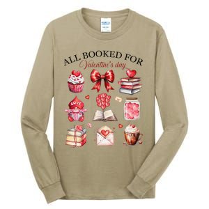 All Booked For ValentineS Day Coquette Bow Teacher Bookworm Tall Long Sleeve T-Shirt