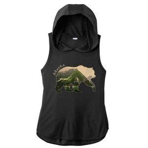 Alaska Bear Grizzly Bear Ladies PosiCharge Tri-Blend Wicking Draft Hoodie Tank