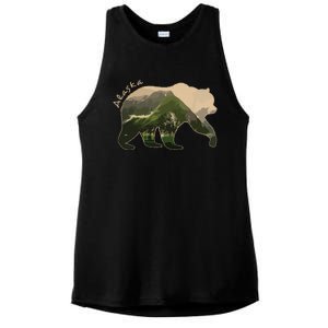 Alaska Bear Grizzly Bear Ladies PosiCharge Tri-Blend Wicking Tank