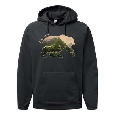 Alaska Bear Grizzly Bear Performance Fleece Hoodie