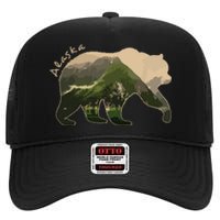 Alaska Bear Grizzly Bear High Crown Mesh Back Trucker Hat