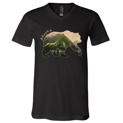 Alaska Bear Grizzly Bear V-Neck T-Shirt