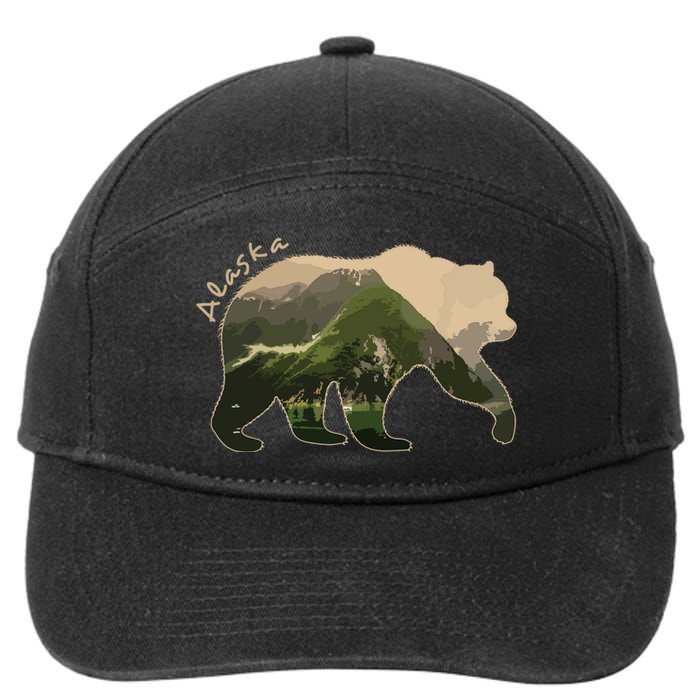 Alaska Bear Grizzly Bear 7-Panel Snapback Hat