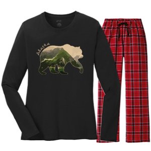 Alaska Bear Grizzly Bear Women's Long Sleeve Flannel Pajama Set 