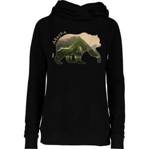 Alaska Bear Grizzly Bear Womens Funnel Neck Pullover Hood