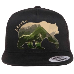 Alaska Bear Grizzly Bear Flat Bill Trucker Hat