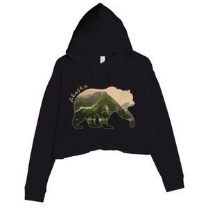 Alaska Bear Grizzly Bear Crop Fleece Hoodie