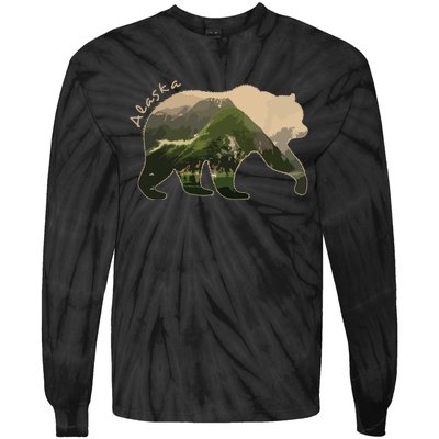 Alaska Bear Grizzly Bear Tie-Dye Long Sleeve Shirt