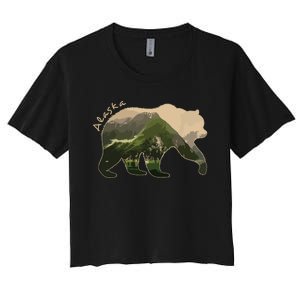 Alaska Bear Grizzly Bear Women's Crop Top Tee