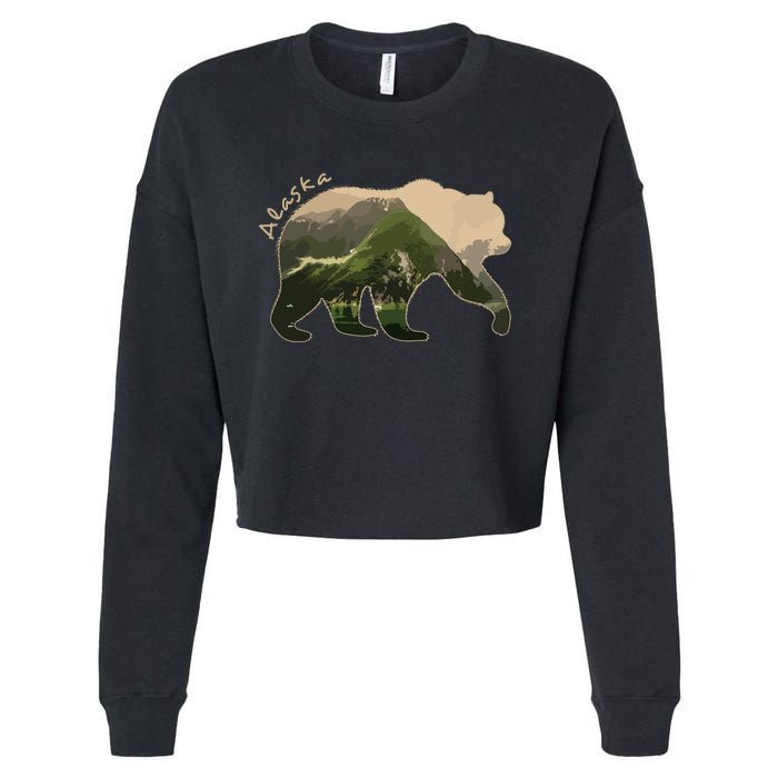 Alaska Bear Grizzly Bear Cropped Pullover Crew