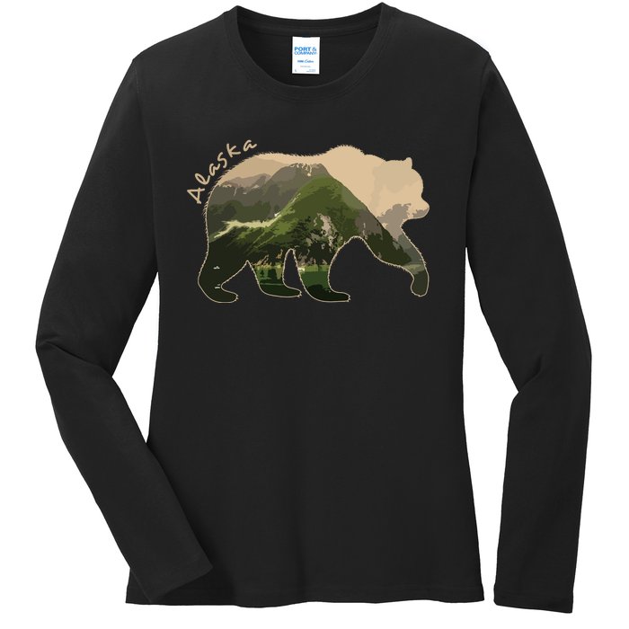 Alaska Bear Grizzly Bear Ladies Long Sleeve Shirt