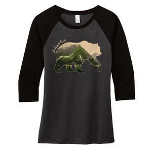 Alaska Bear Grizzly Bear Women's Tri-Blend 3/4-Sleeve Raglan Shirt