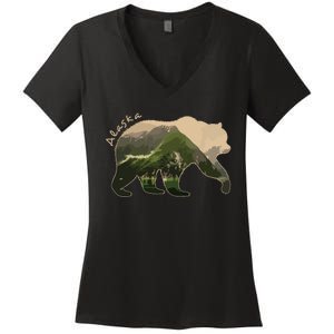 Alaska Bear Grizzly Bear Women's V-Neck T-Shirt