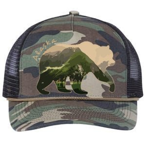 Alaska Bear Grizzly Bear Retro Rope Trucker Hat Cap