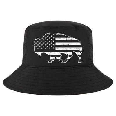 American Bison Gray Style Vintage Flag Cool Comfort Performance Bucket Hat