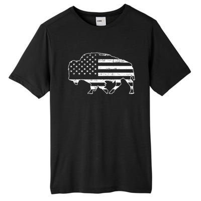 American Bison Gray Style Vintage Flag Tall Fusion ChromaSoft Performance T-Shirt