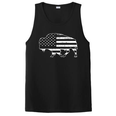 American Bison Gray Style Vintage Flag PosiCharge Competitor Tank