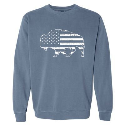 American Bison Gray Style Vintage Flag Garment-Dyed Sweatshirt