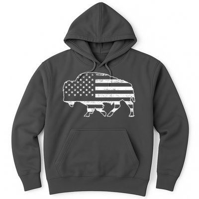 American Bison Gray Style Vintage Flag Hoodie