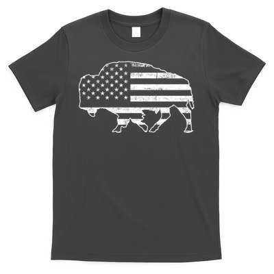 American Bison Gray Style Vintage Flag T-Shirt