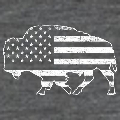 American Bison Gray Style Vintage Flag T-Shirt